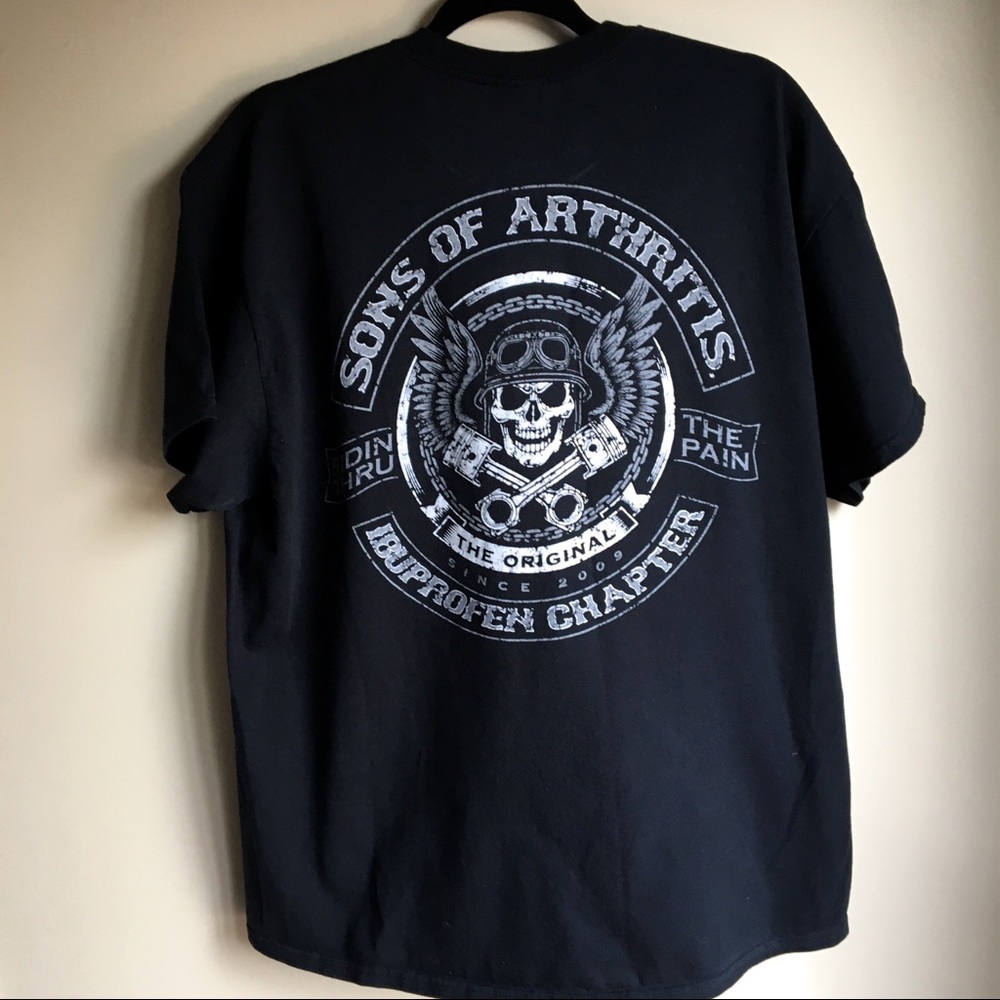 Funny biker spoof black T-shirt XL